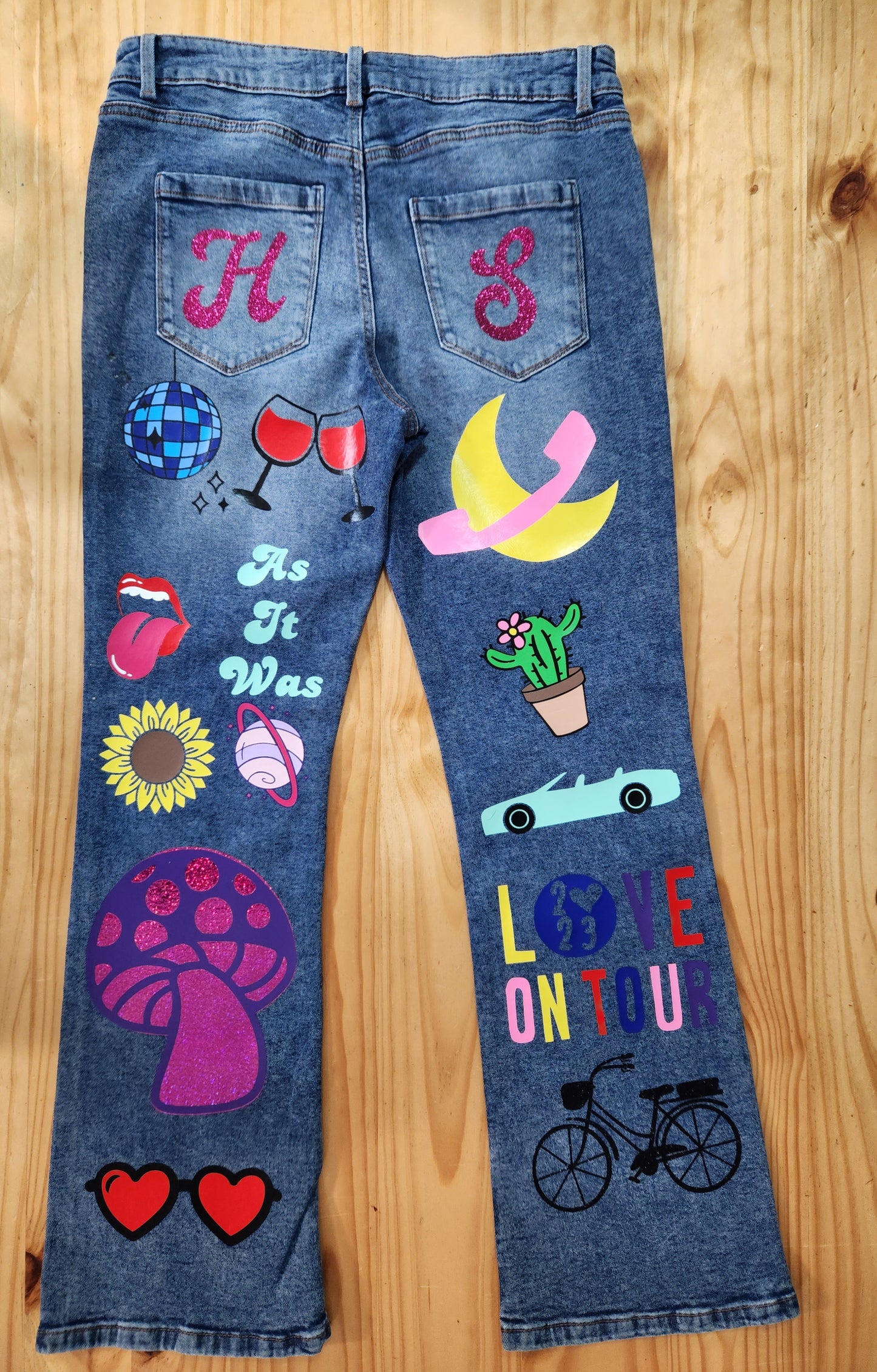 Customised denim jeans